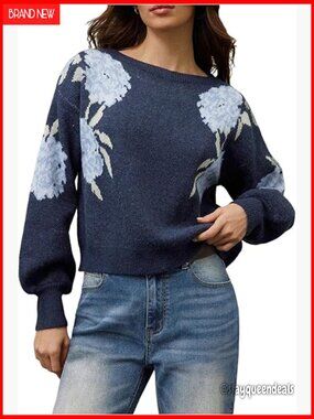 Boat Neck Long Sleeve Drop Shoulder Loose Pullover Sweater